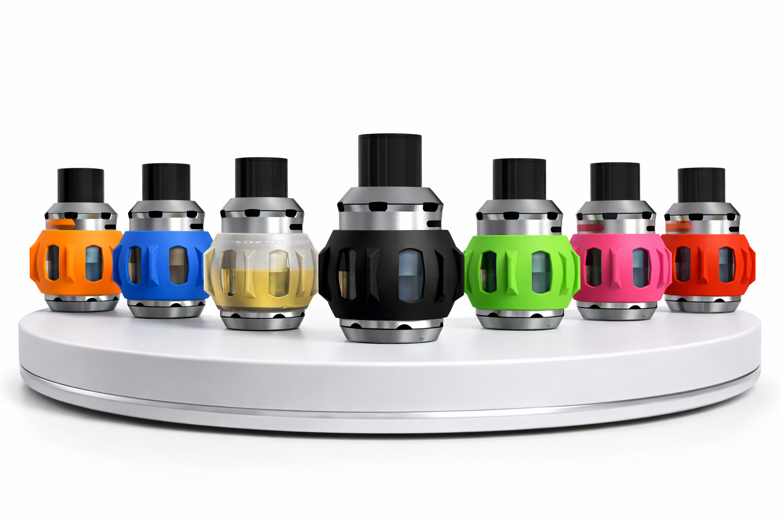 VapeGuard silicone tank protectors fitted to bubble glass vape tanks