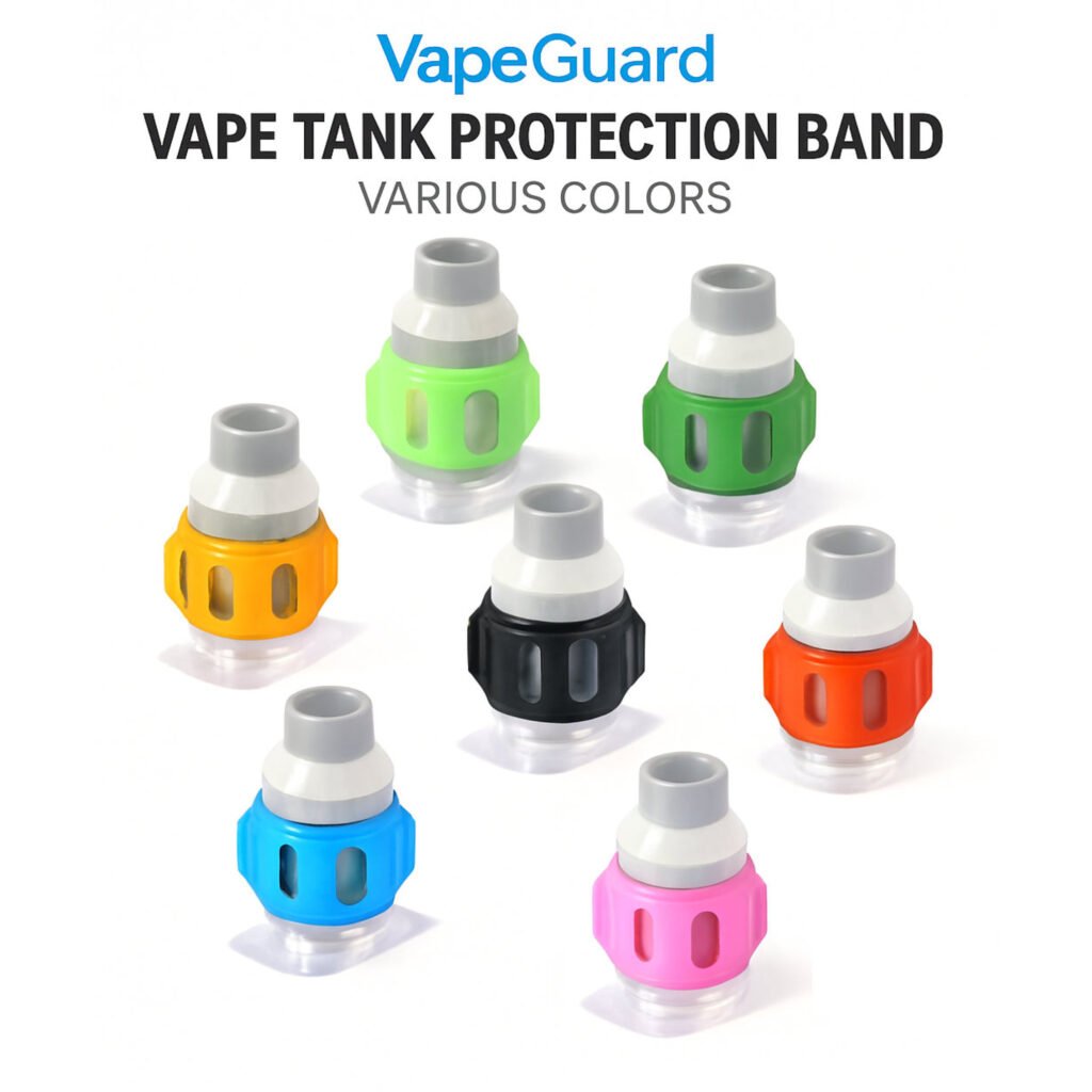 Vape tanks protectors fitted to vape tank glass